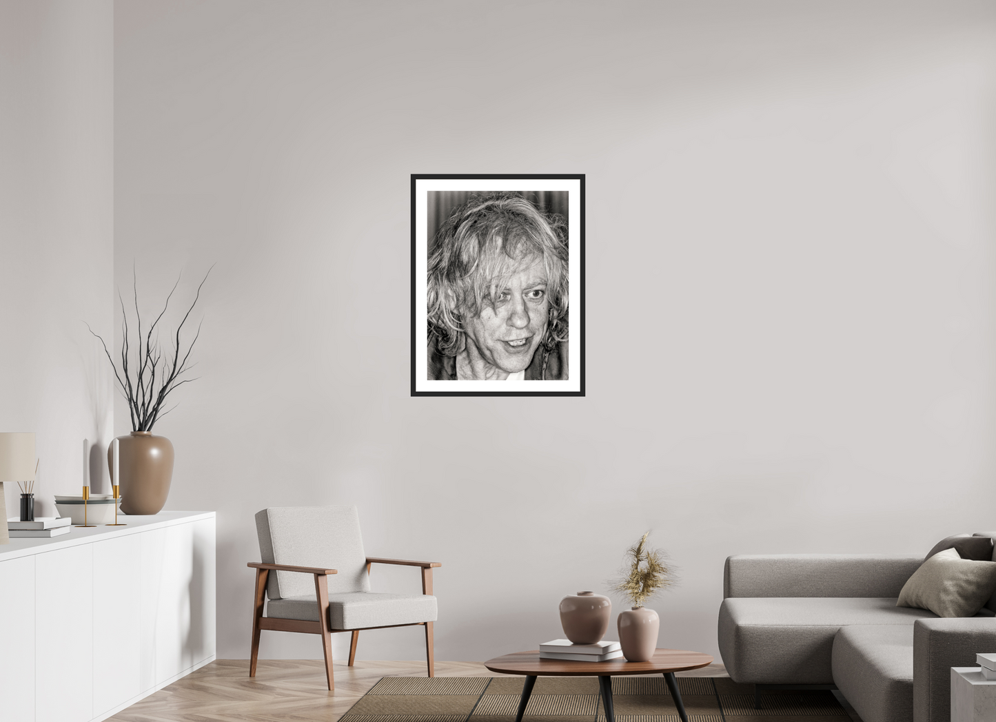 60 x 80 cm, Wood Frame with Passe-Partout | Black Matte Bob Geldof 06