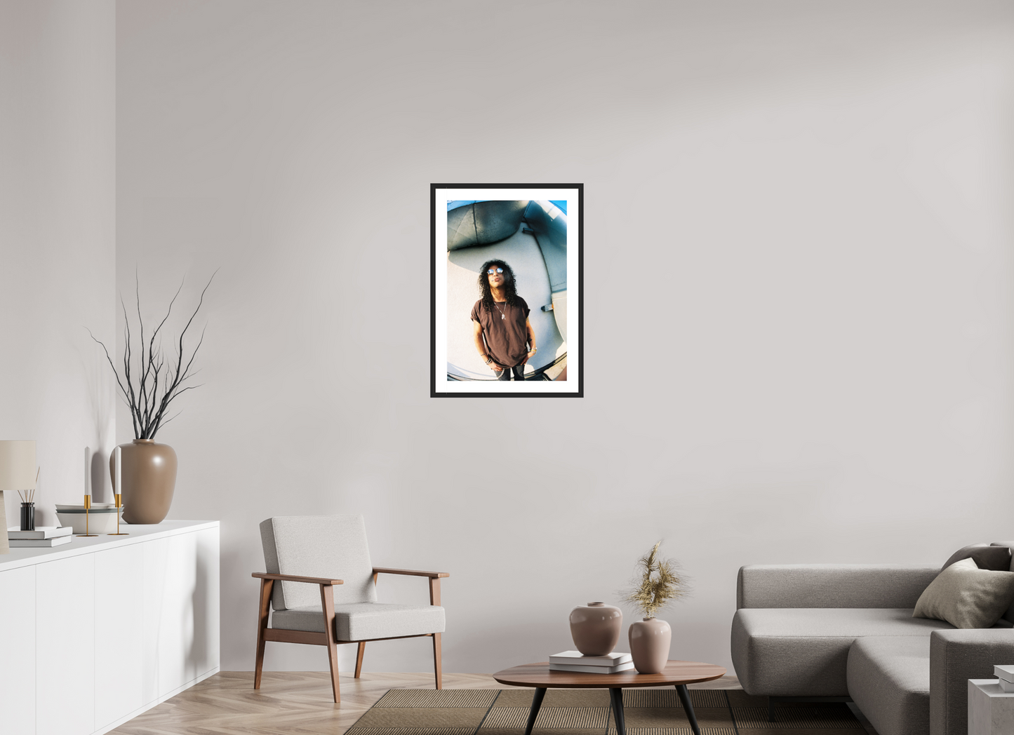 50 x 75 cm, Wood Frame with Passe-Partout | Black Matte Slash 02