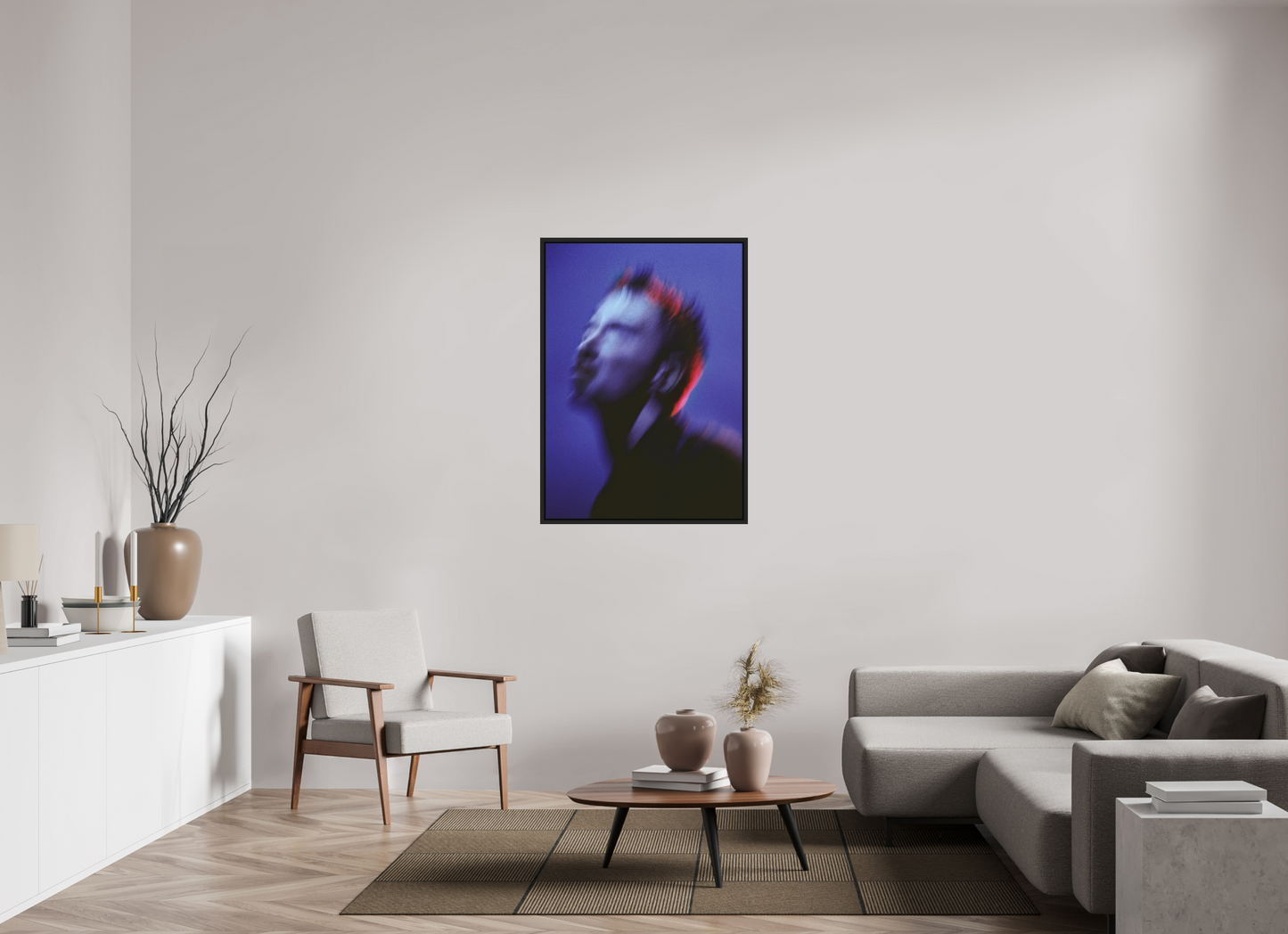 80 x 112 cm, Floater Frame | Black Matte Thom Yorke - Radiohead 01