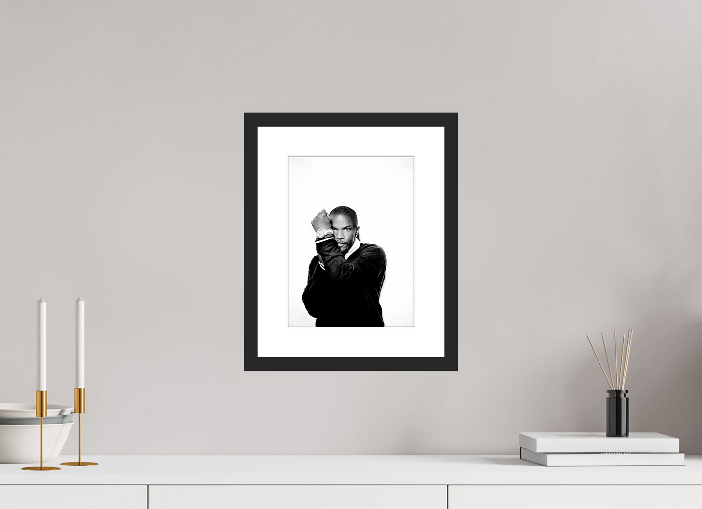 21 x 28 cm, Wood Frame with Passe-Partout | Black Matte Jamie Foxx 04