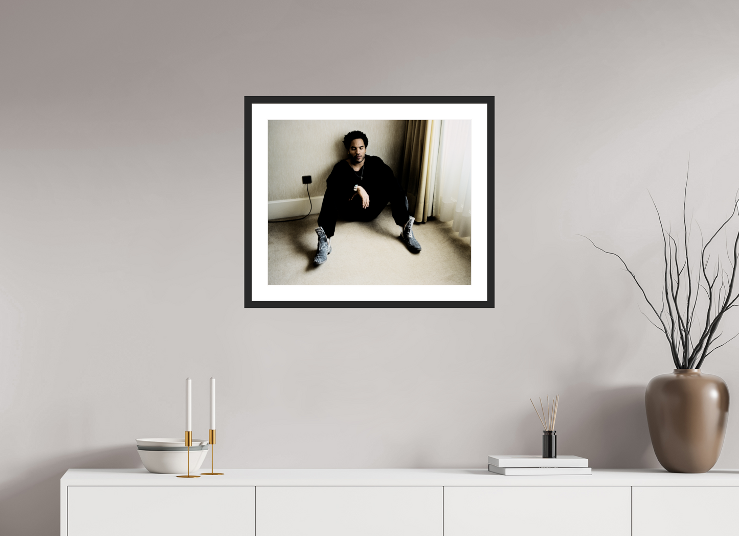 61,3 x 50 cm, Wood Frame with Passe-Partout | Black Matte Lenny Kravitz 07