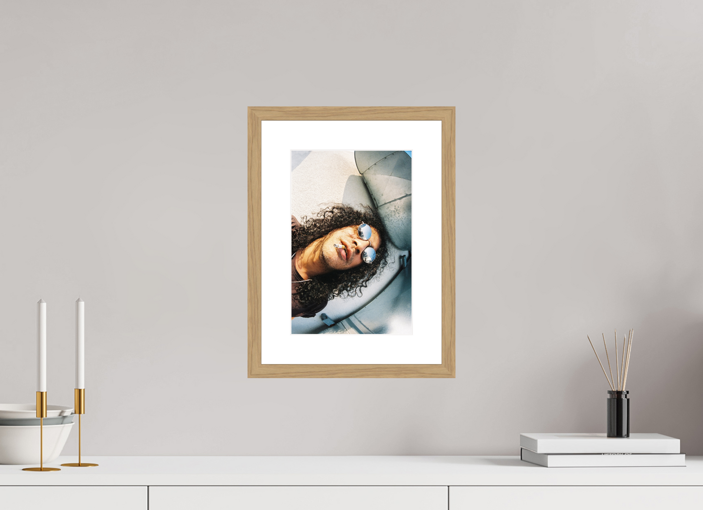 20 x 30 cm, Wood Frame with Passe-Partout | Oak Slash 01