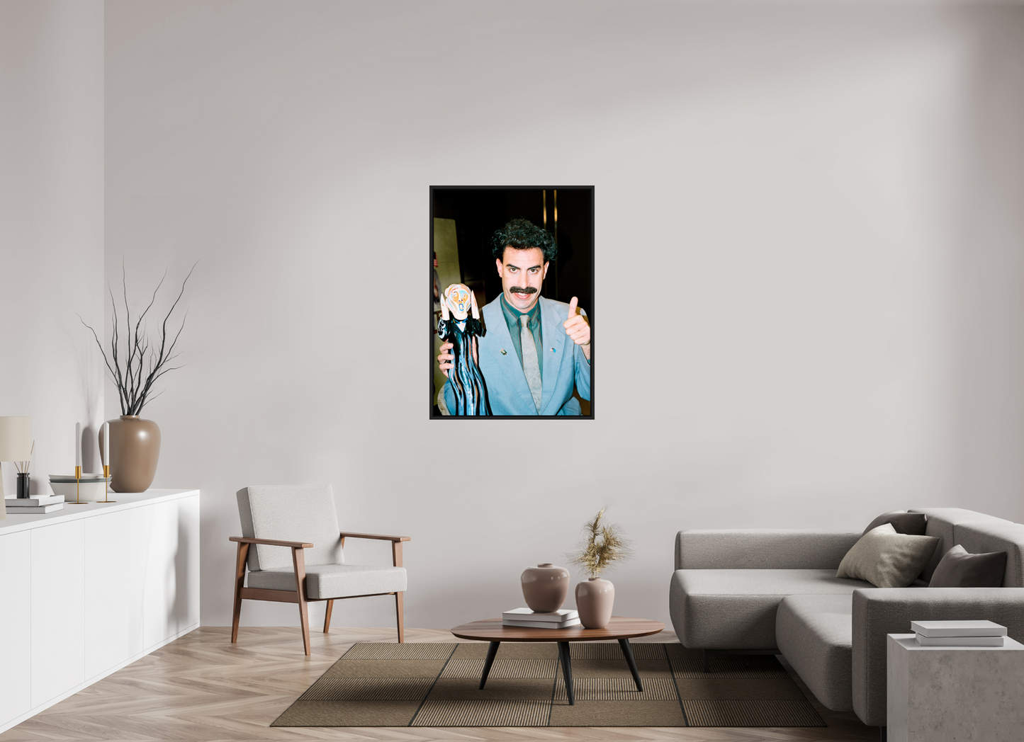 80 x 115,4 cm, Floater Frame | Black Matte Sacha Baron Cohen 01