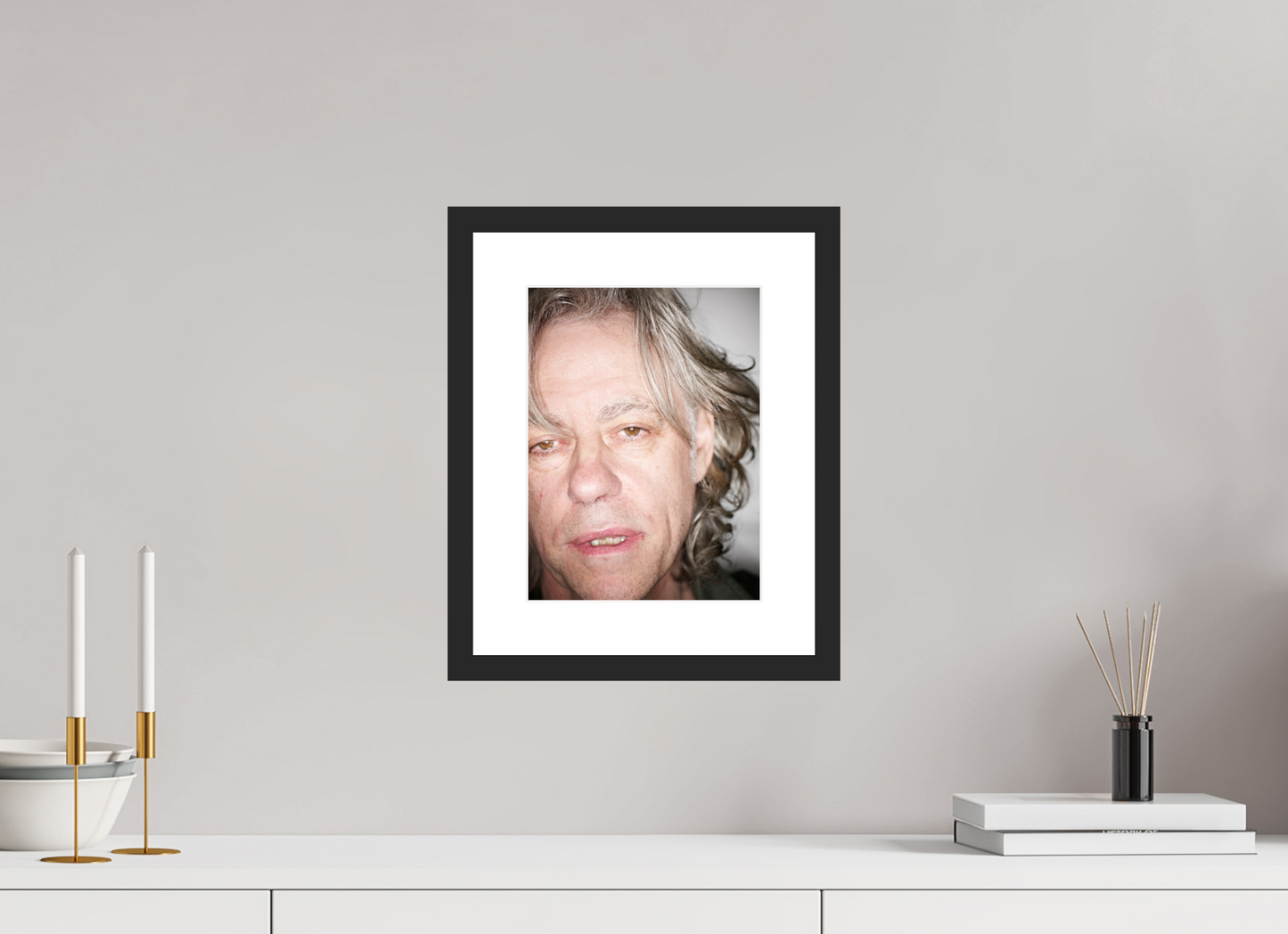 21 x 28 cm, Wood Frame with Passe-Partout | Black Matte Bob Geldof 03