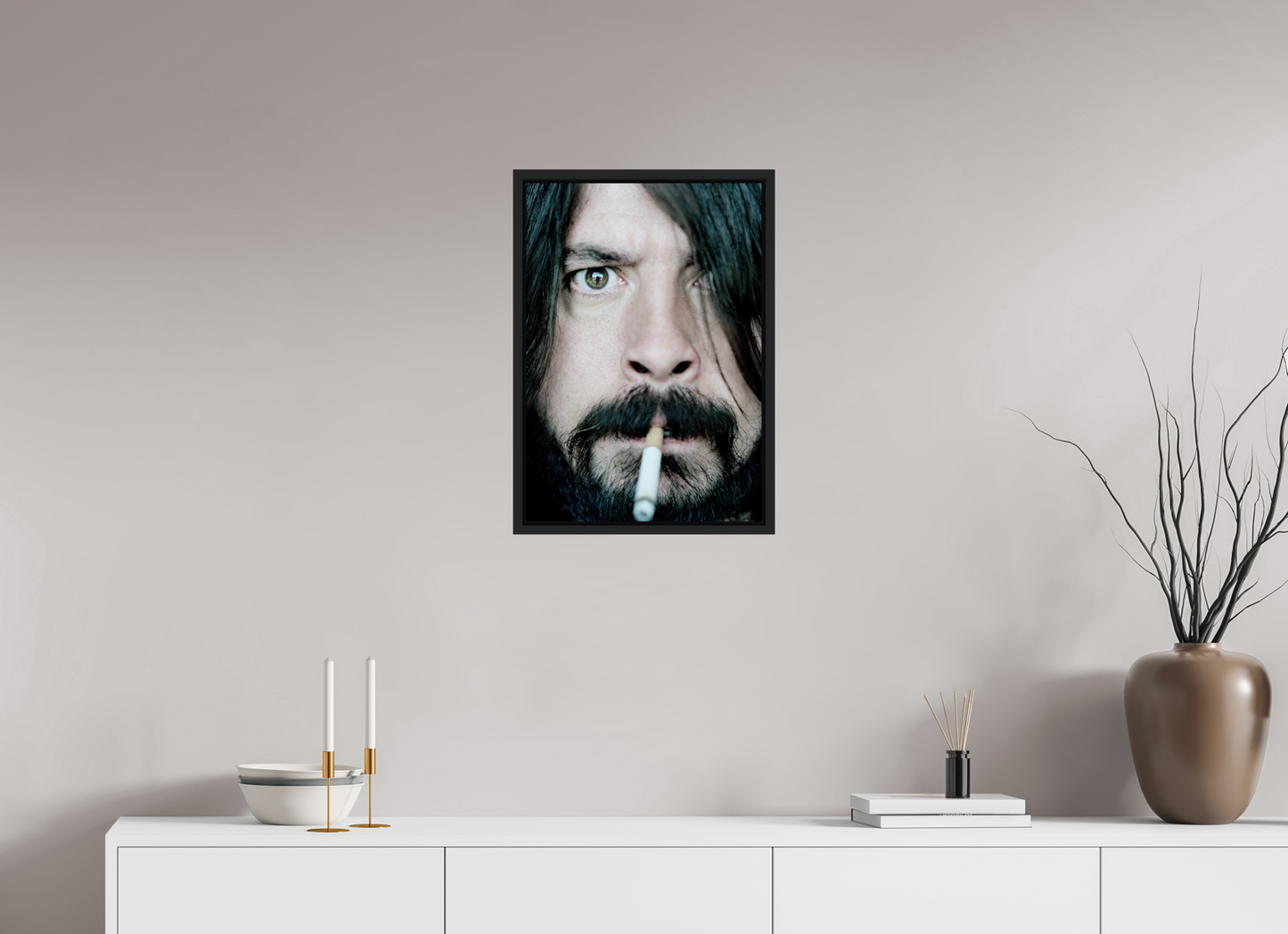 40 x 57,5 cm, Floater Frame | Black Matte Dave Grohl - Foo Fighters 01