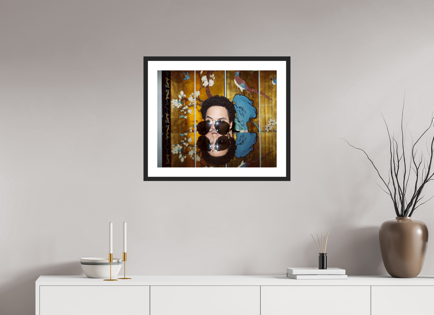 61,3 x 50 cm, Wood Frame with Passe-Partout | Black Matte Lenny Kravitz 05