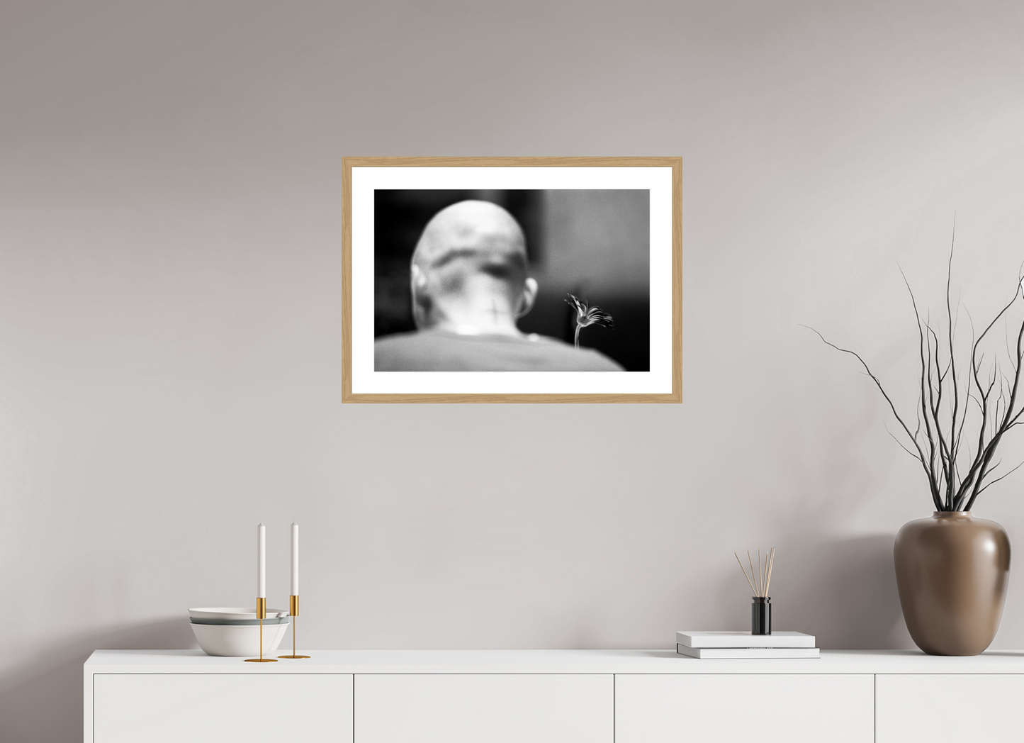 60 x 40 cm, Wood Frame with Passe-Partout | Oak Moby 02