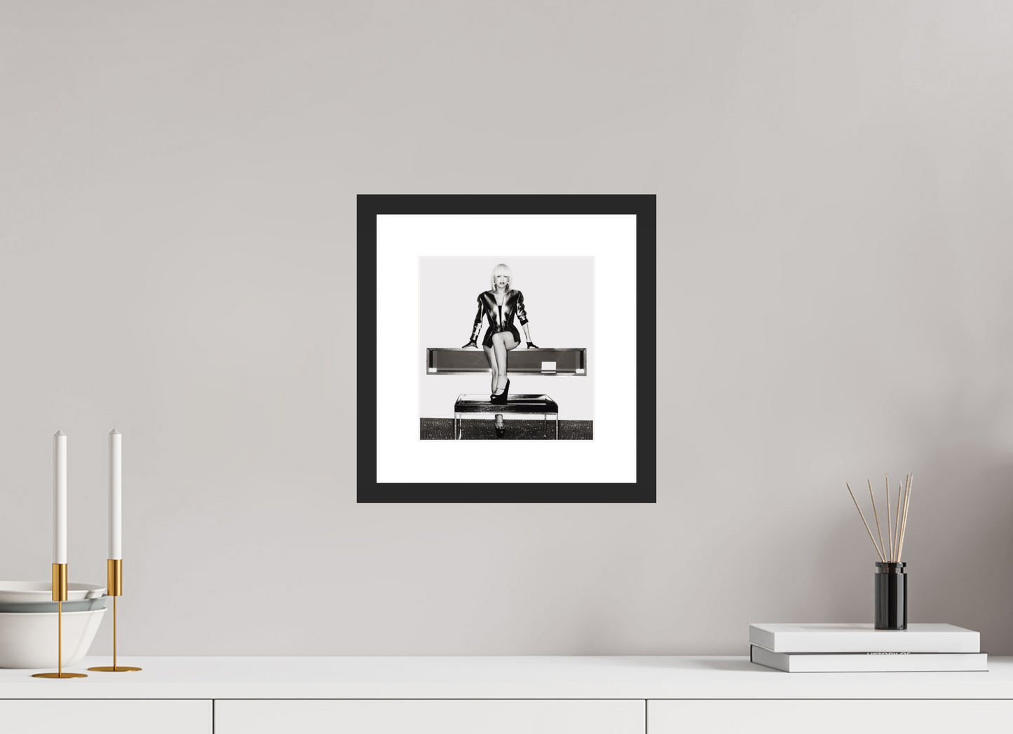 20 x 21 cm, Wood Frame with Passe-Partout | Black Matte Lady Gaga 06