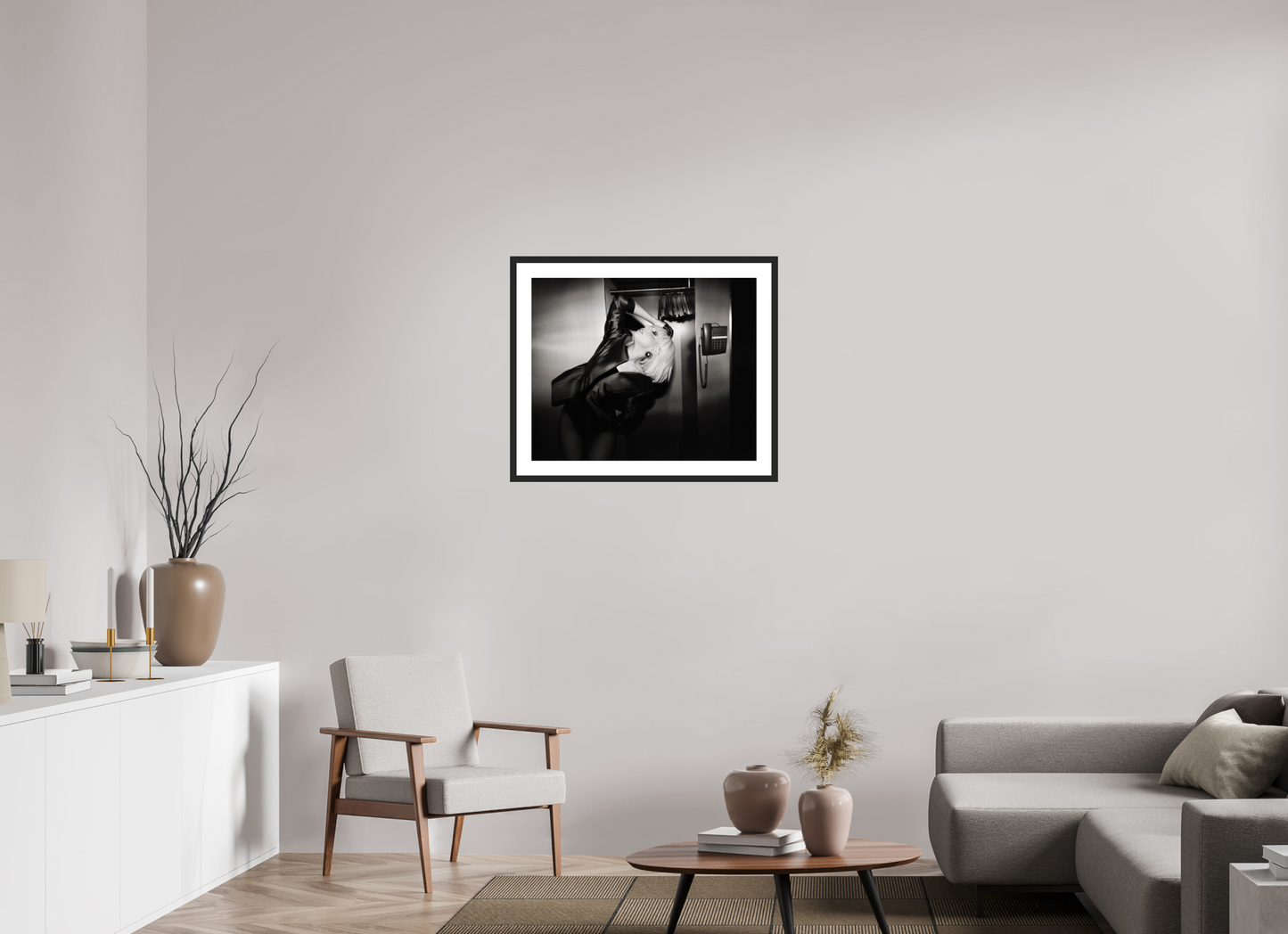 73,6 x 60 cm, Wood Frame with Passe-Partout | Black Matte Lady Gaga 01