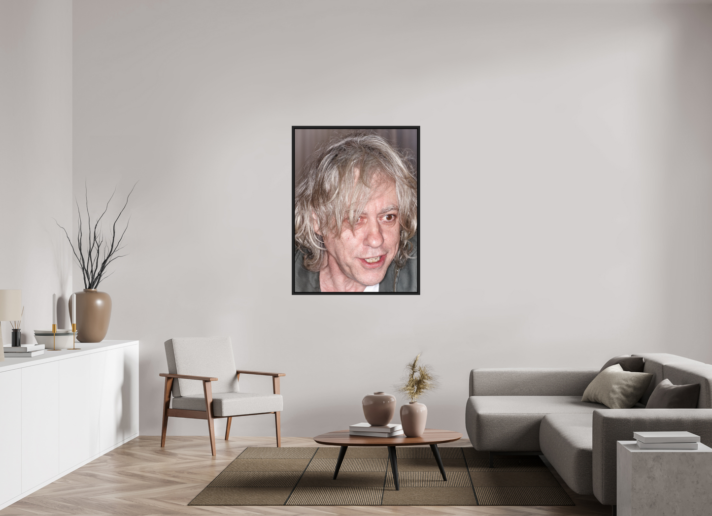 90 x 120 cm, Floater Frame | Black Matte Bob Geldof 05