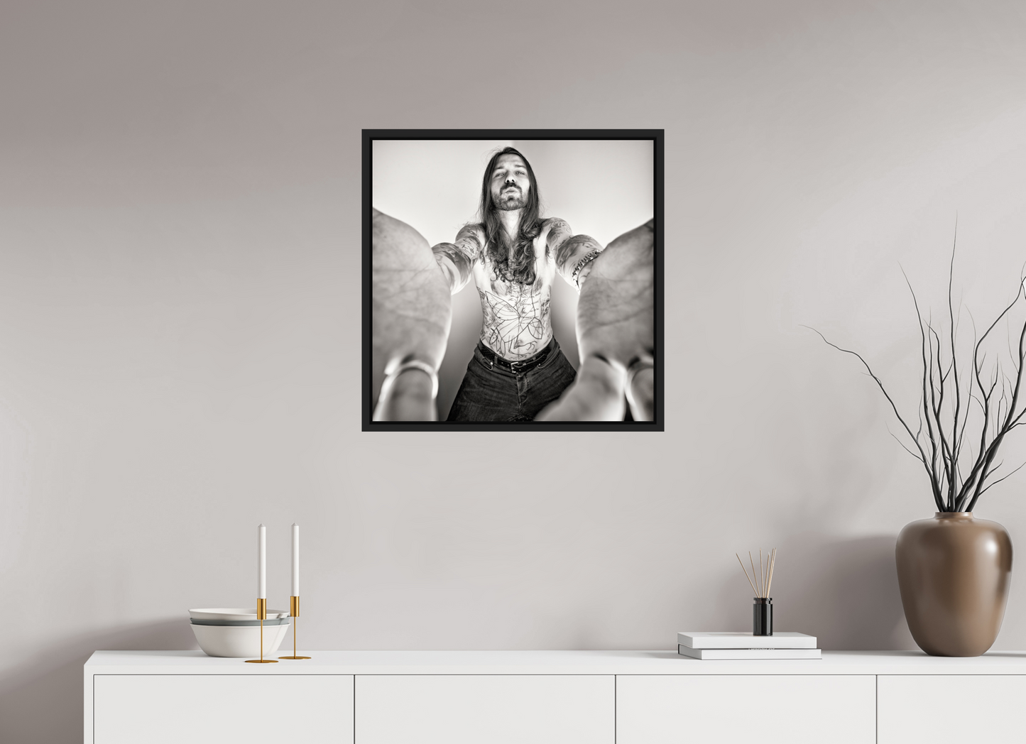 60 x 60 cm, Floater Frame | Black Matte Simon Neil - Biffy Clyro 02