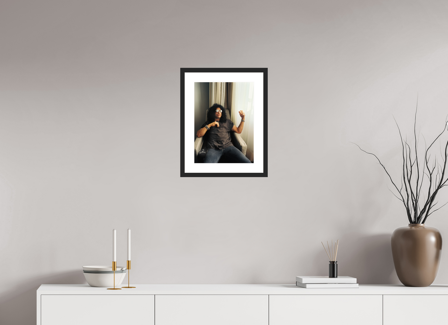 30 x 40,6 cm, Wood Frame with Passe-Partout | Black Matte Slash 03