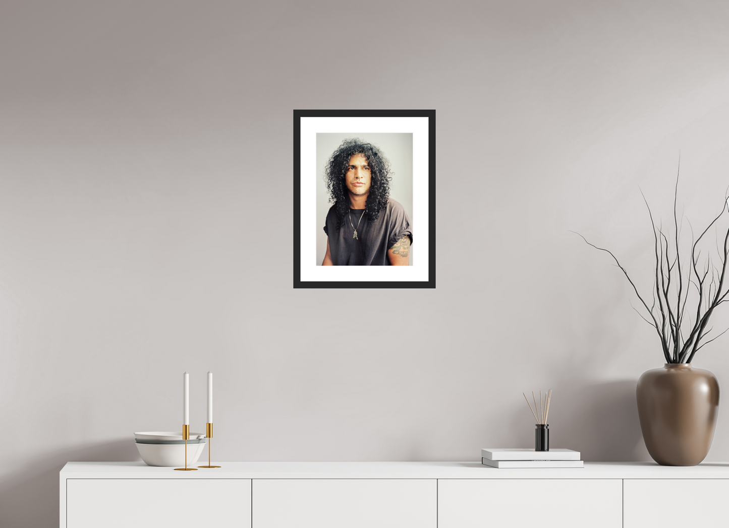 30 x 41 cm, Wood Frame with Passe-Partout | Black Matte Slash 06
