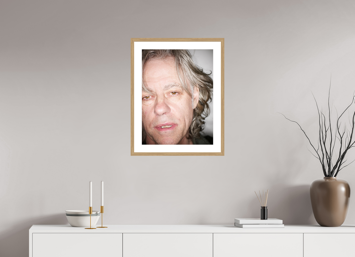 45 x 60 cm, Wood Frame with Passe-Partout | Oak Bob Geldof 03