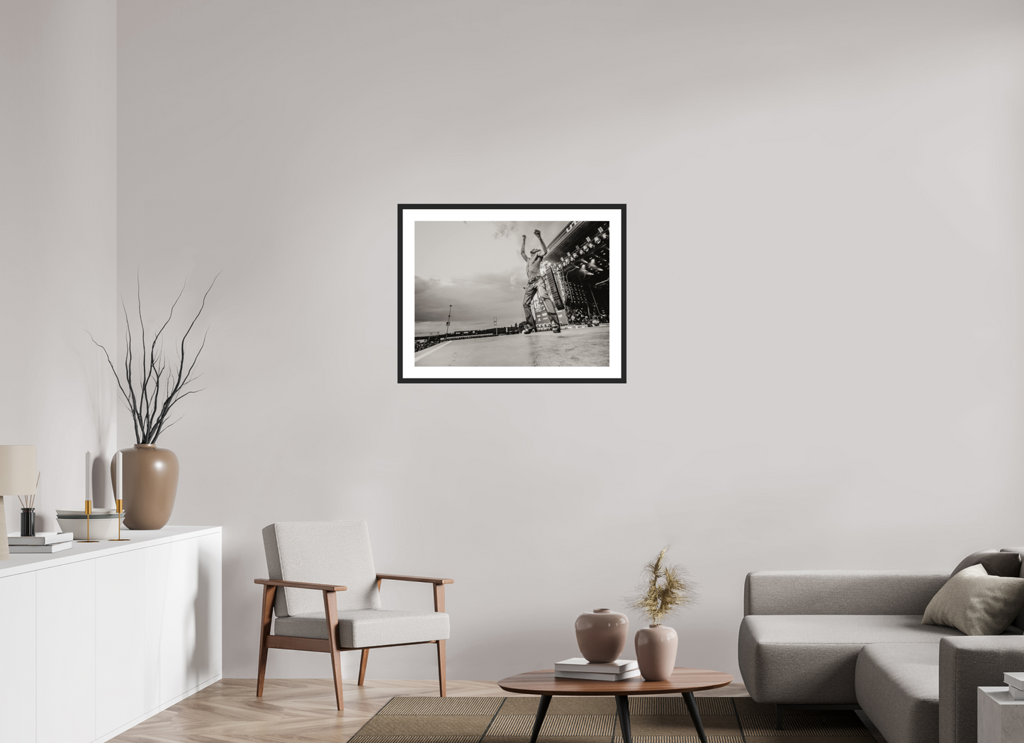 80 x 60 cm, Wood Frame with Passe-Partout | Black Matte Måneskin Live 03