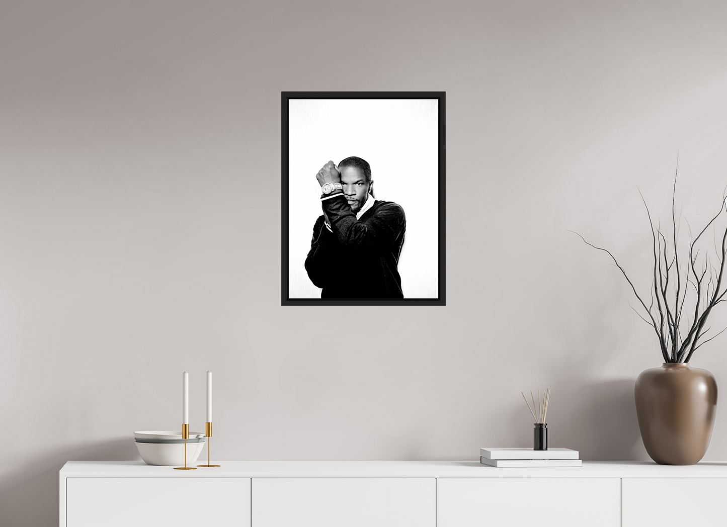 45 x 60 cm, Floater Frame | Black Matte Jamie Foxx 04