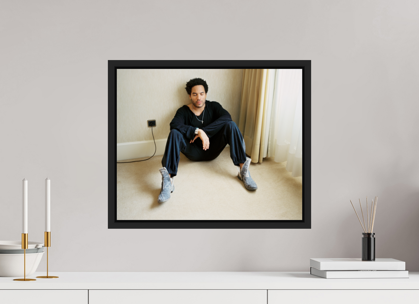 49,1 x 40 cm, Floater Frame | Black Matte Lenny Kravitz 06