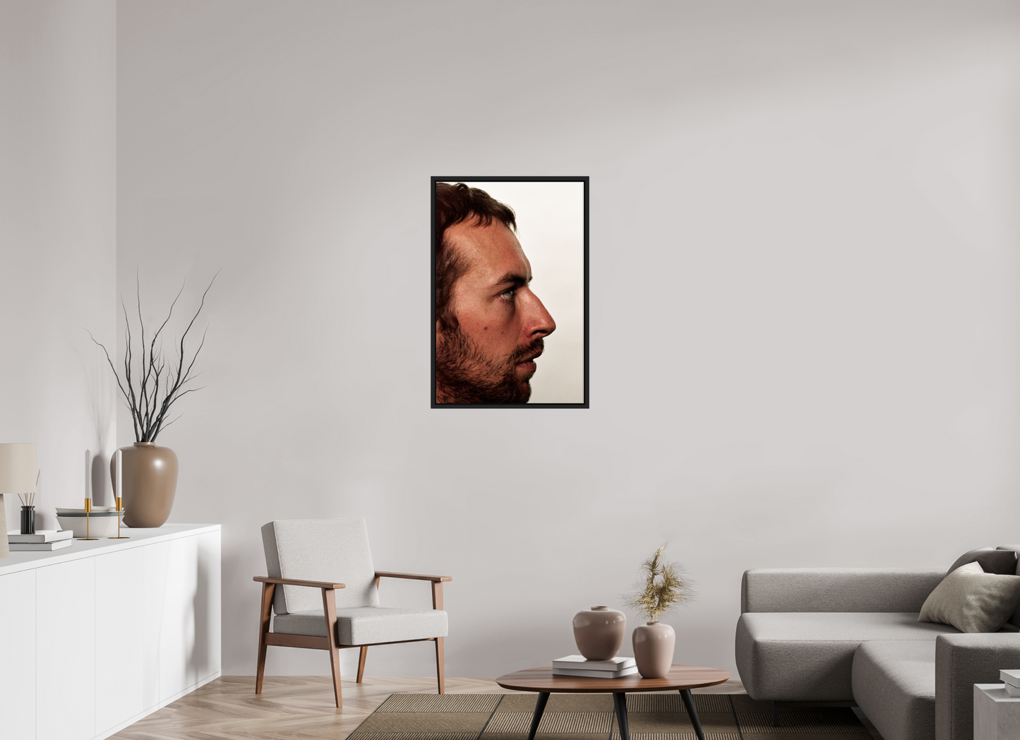 60 x 90 cm, Floater Frame | Black Matte Chris Martin - Coldplay 03
