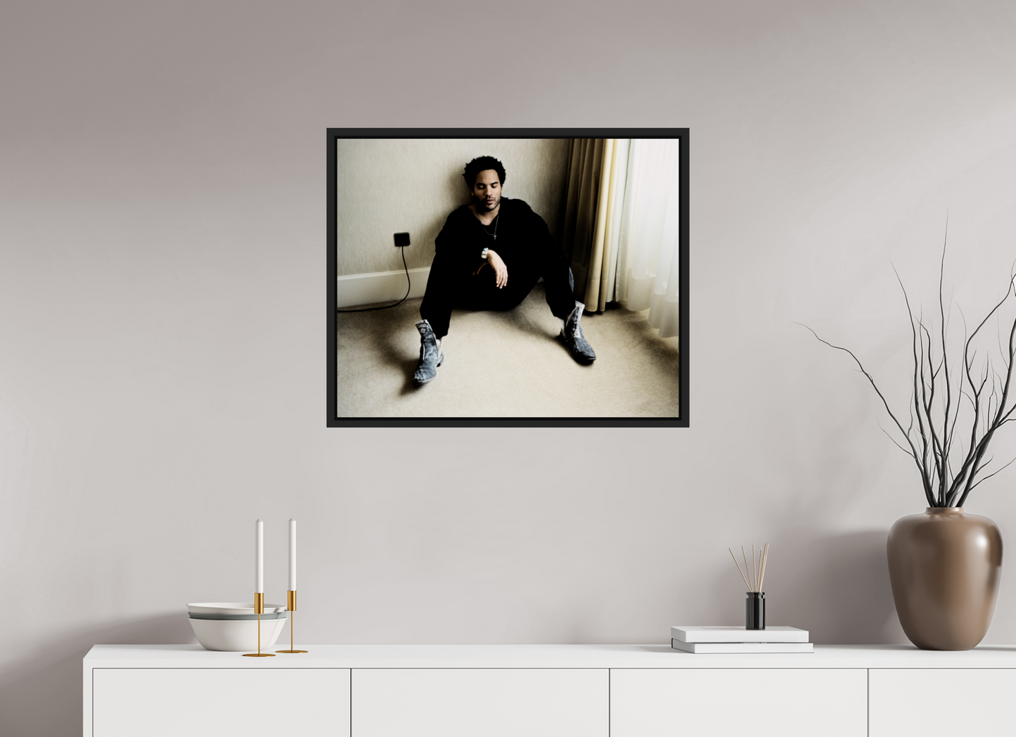 73,6 x 60 cm, Floater Frame | Black Matte Lenny Kravitz 07
