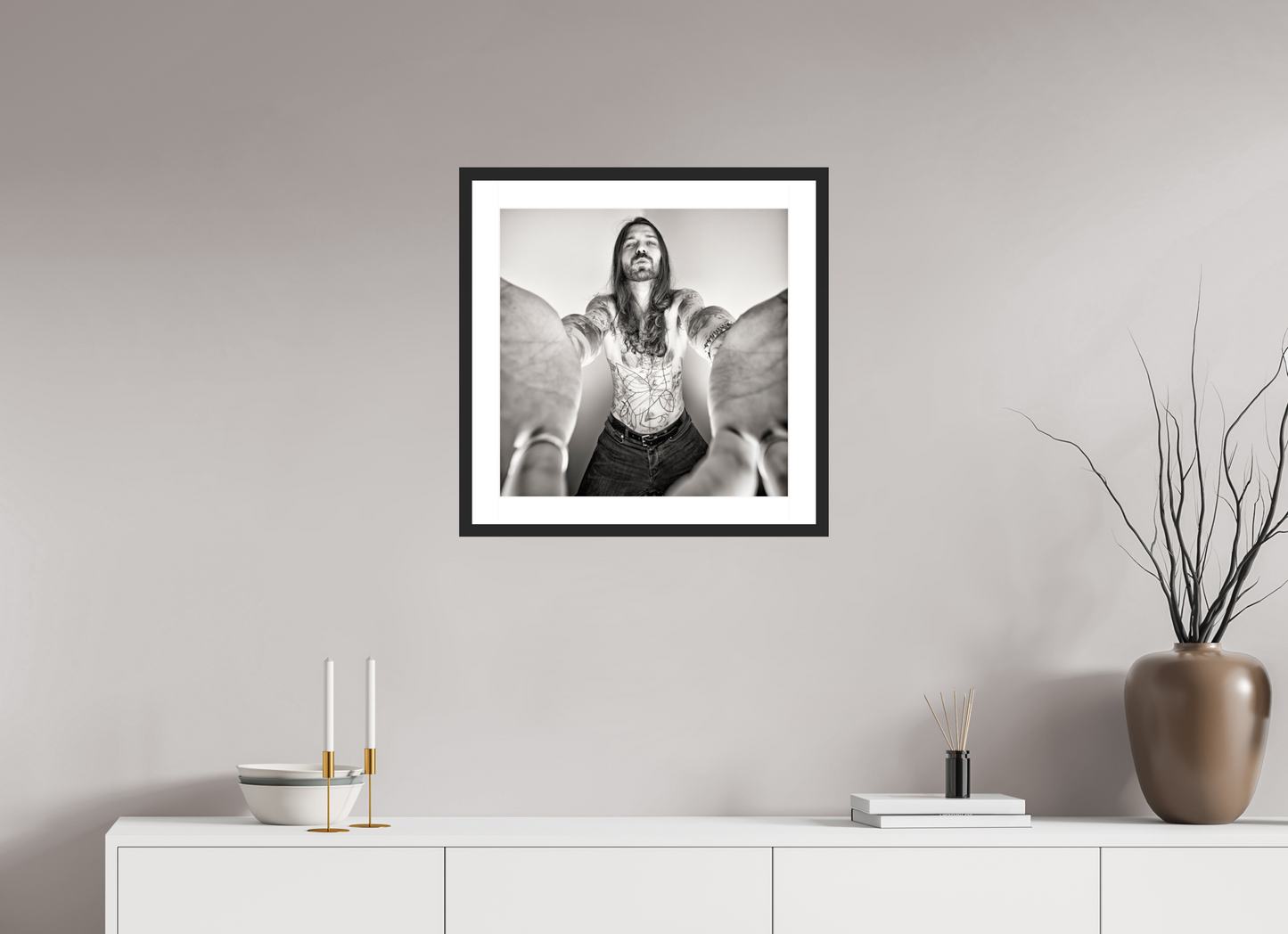 50 x 50 cm, Wood Frame with Passe-Partout | Black Matte Simon Neil - Biffy Clyro 02