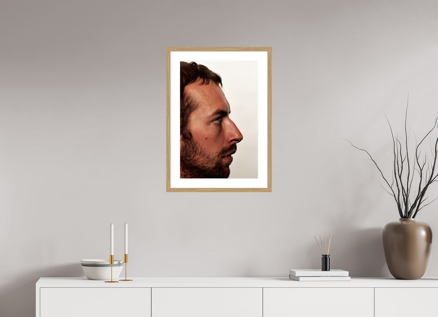 40 x 60 cm, Wood Frame with Passe-Partout | Oak Chris Martin - Coldplay 03