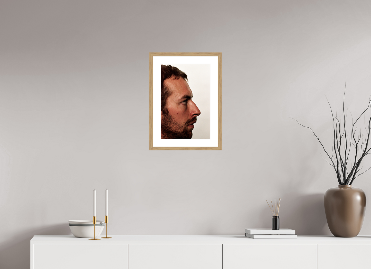 30 x 45 cm, Wood Frame with Passe-Partout | Oak Chris Martin - Coldplay 03