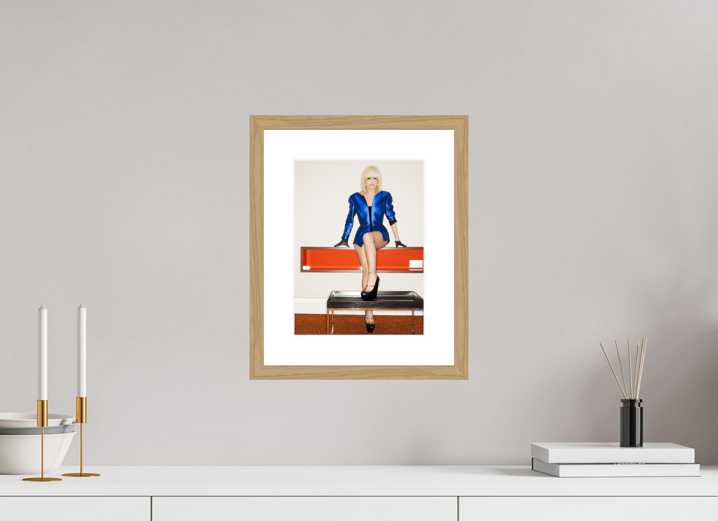 21 x 28 cm, Wood Frame with Passe-Partout | Oak Lady Gaga 05