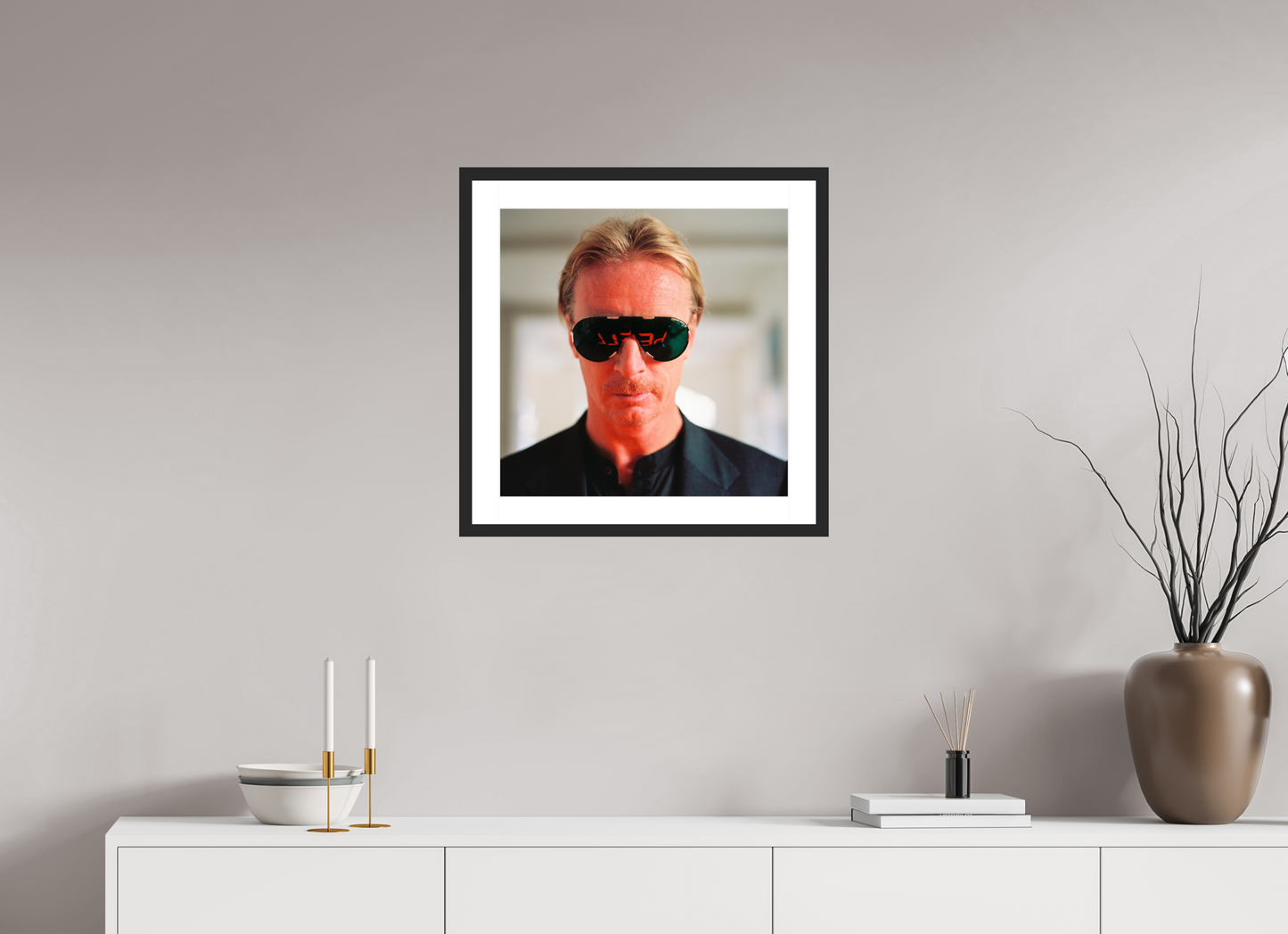 50 x 50 cm, Wood Frame with Passe-Partout | Black Matte DJ Hell 01