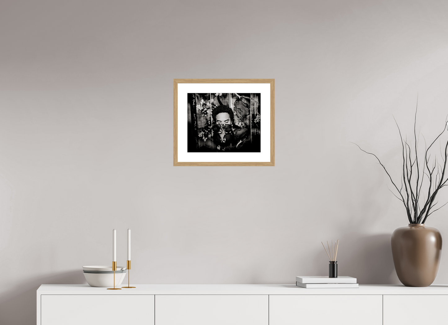 36,8 x 30 cm, Wood Frame with Passe-Partout | Oak Lenny Kravitz 01