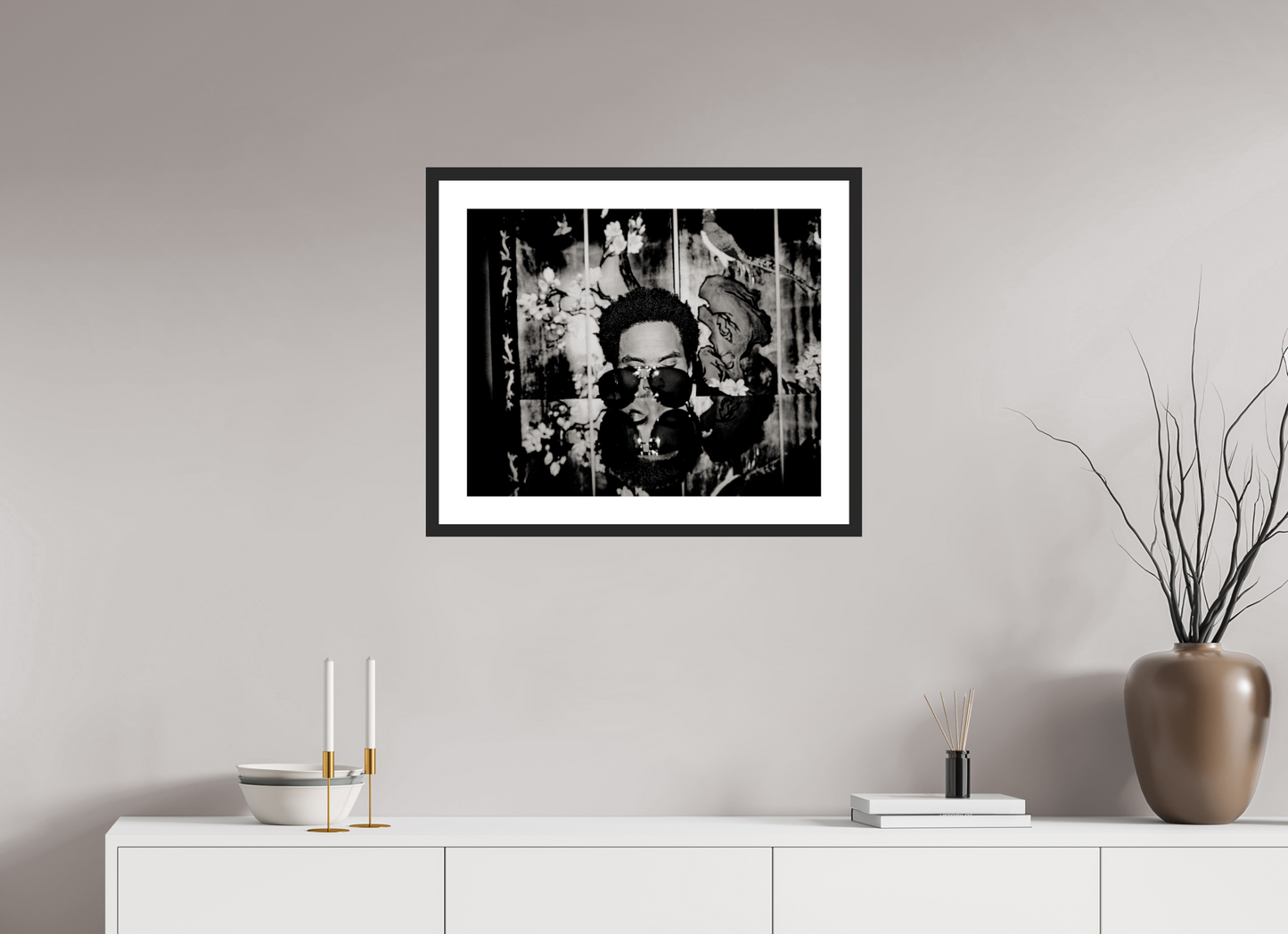 61,3 x 50 cm, Wood Frame with Passe-Partout | Black Matte Lenny Kravitz 04