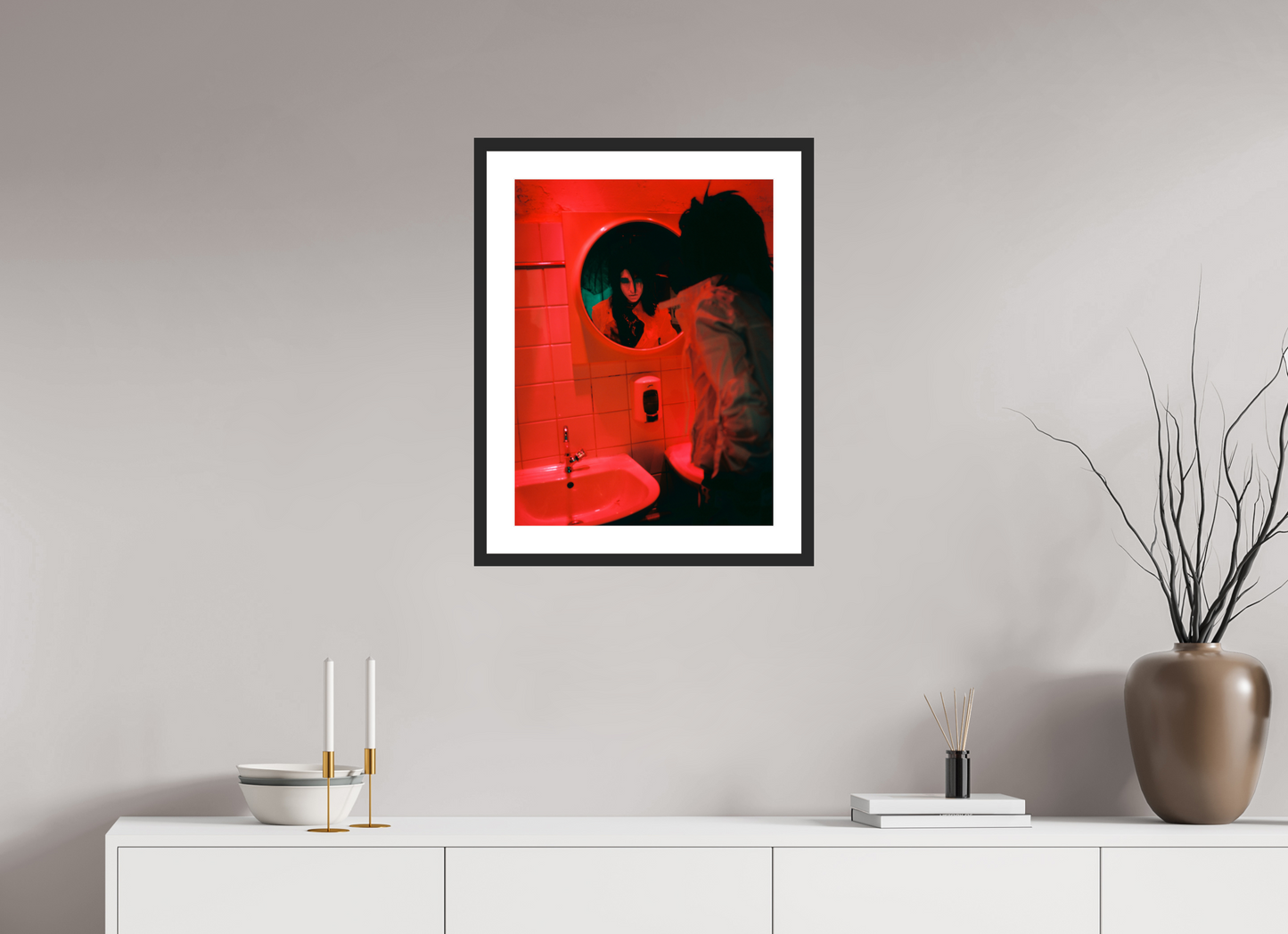 45 x 60 cm, Wood Frame with Passe-Partout | Black Matte Bill Kaulitz - Tokio Hotel 01