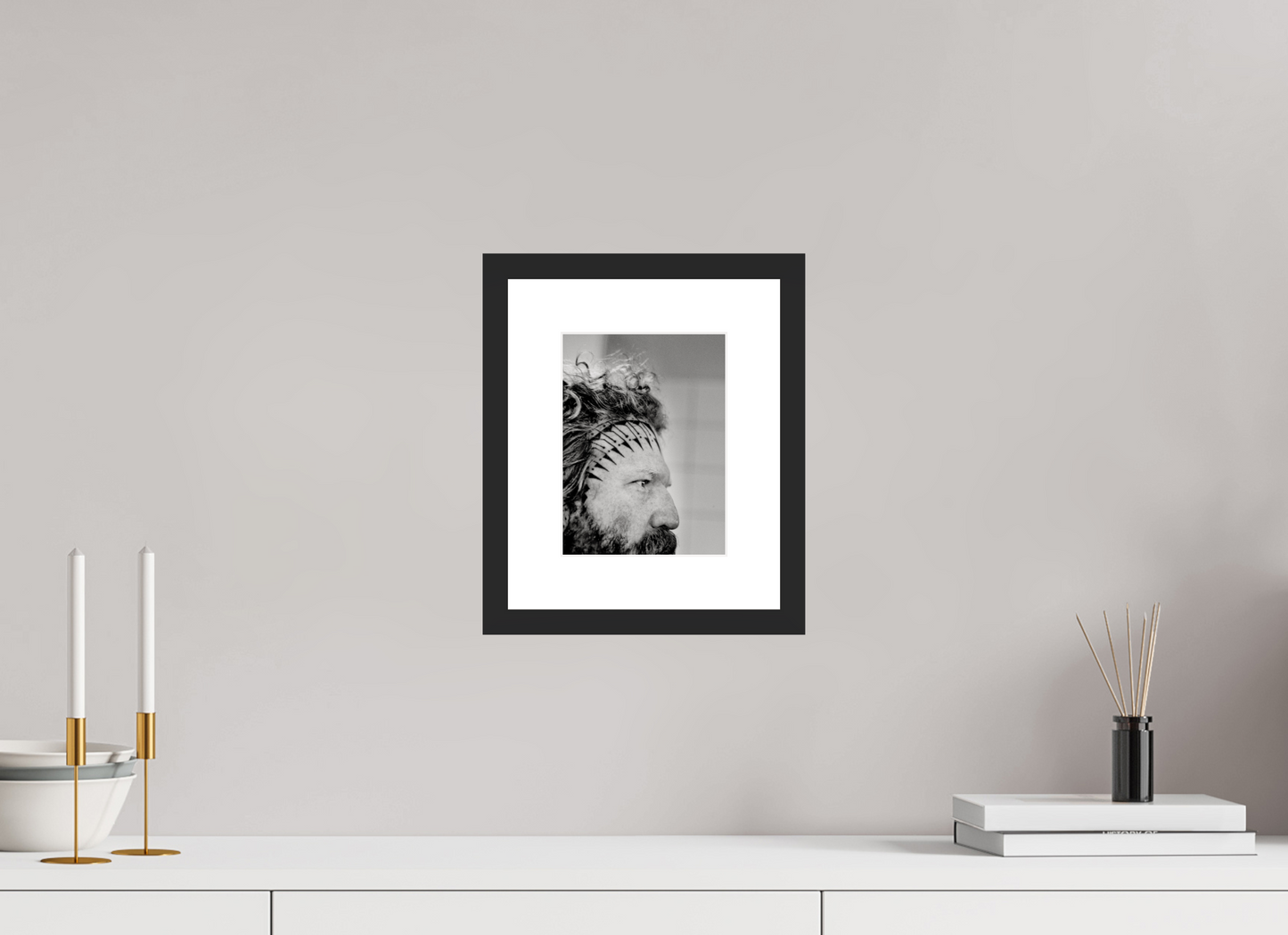 15 x 20 cm, Wood Frame with Passe-Partout | Black Matte Brent Hinds - Mastodon 01