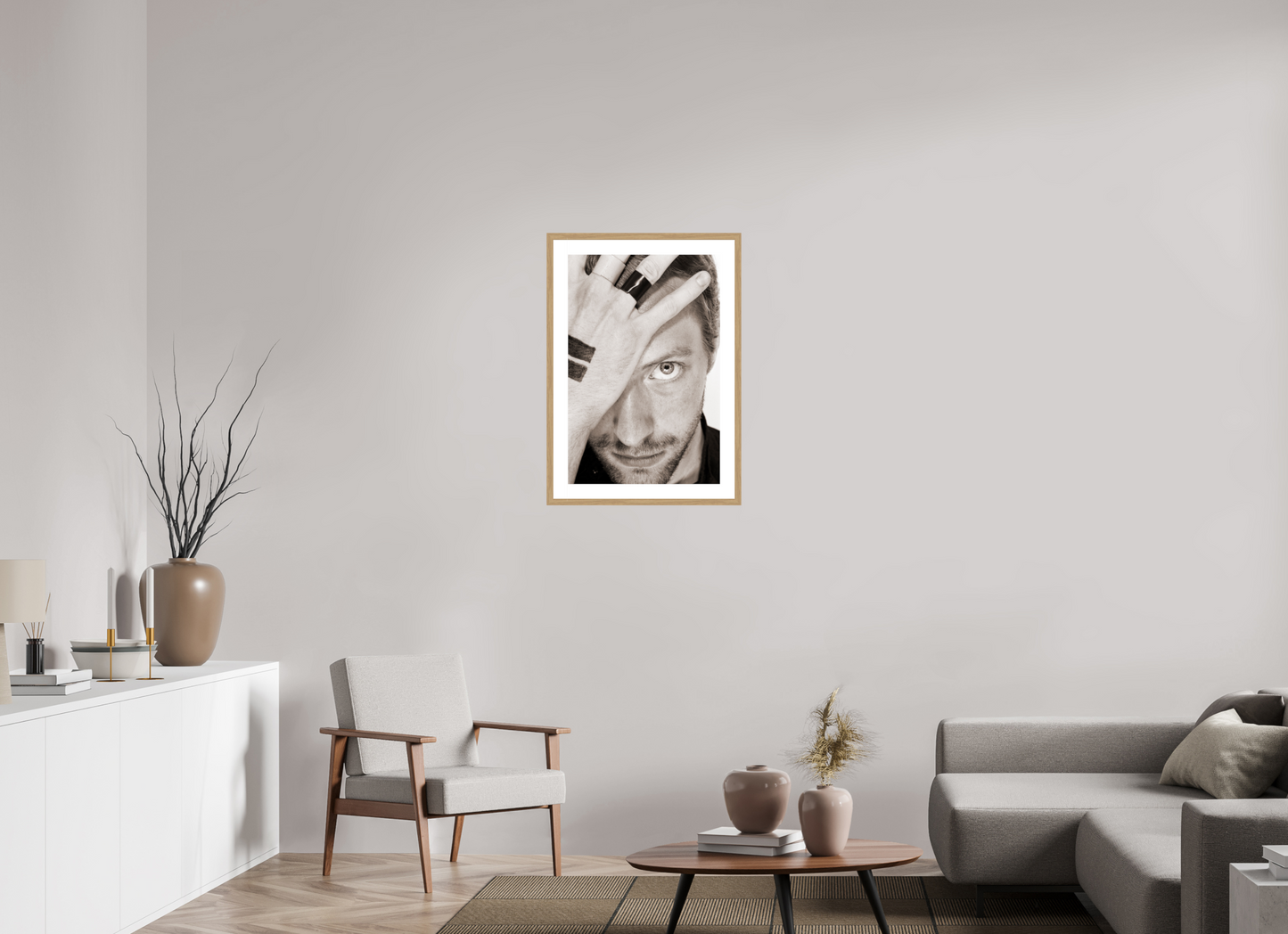 50 x 75 cm, Wood Frame with Passe-Partout | Oak Chris Martin - Coldplay 05
