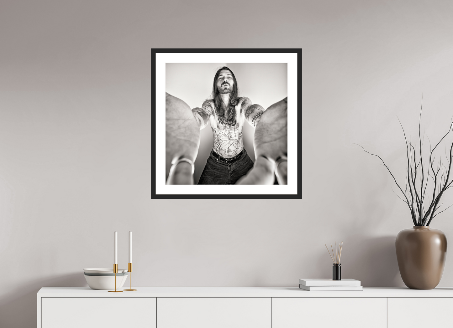 60 x 60 cm, Wood Frame with Passe-Partout | Black Matte Simon Neil - Biffy Clyro 02
