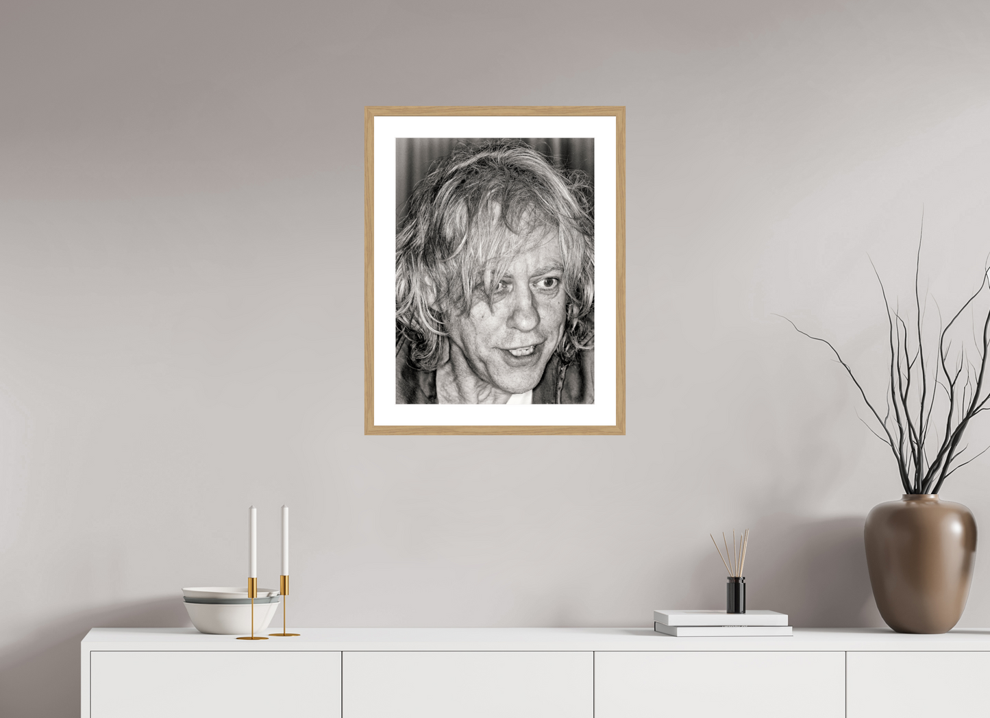 45 x 60 cm, Wood Frame with Passe-Partout | Oak Bob Geldof 06
