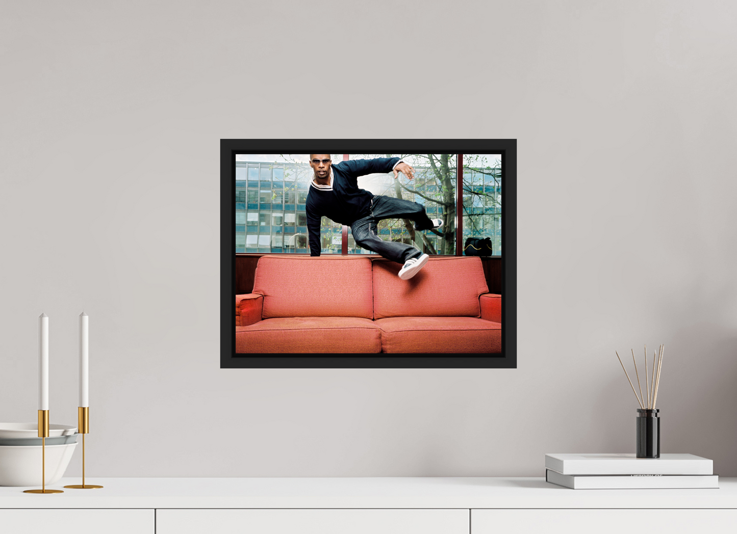 40 x 30 cm, Floater Frame | Black Matte Jamie Foxx 02