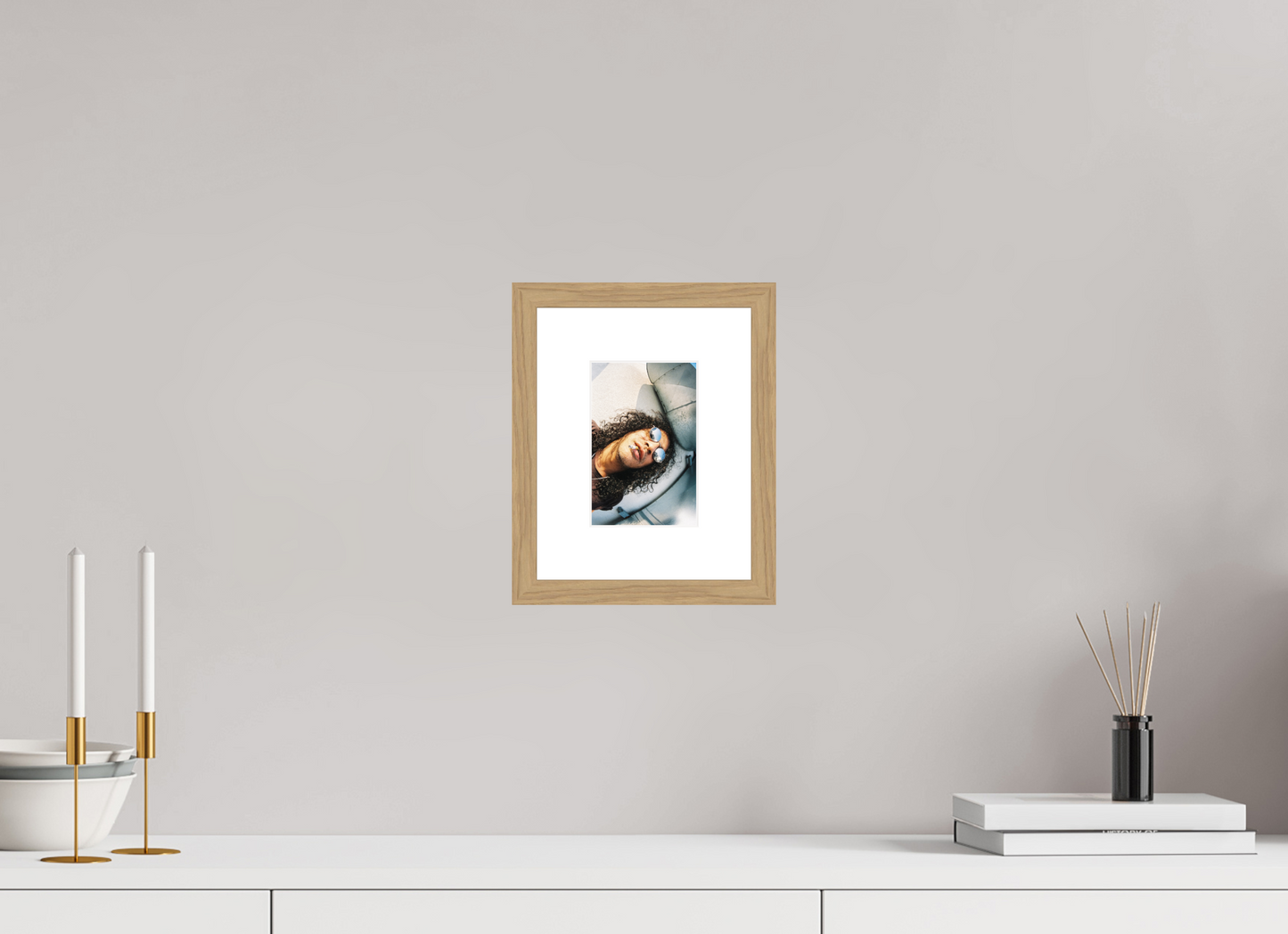 10 x 15 cm, Wood Frame with Passe-Partout | Oak Slash 01