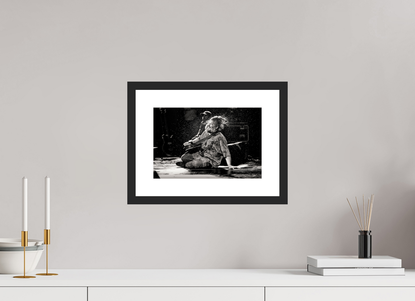 30 x 20 cm, Wood Frame with Passe-Partout | Black Matte Jack Black - Tenacious D Live 01