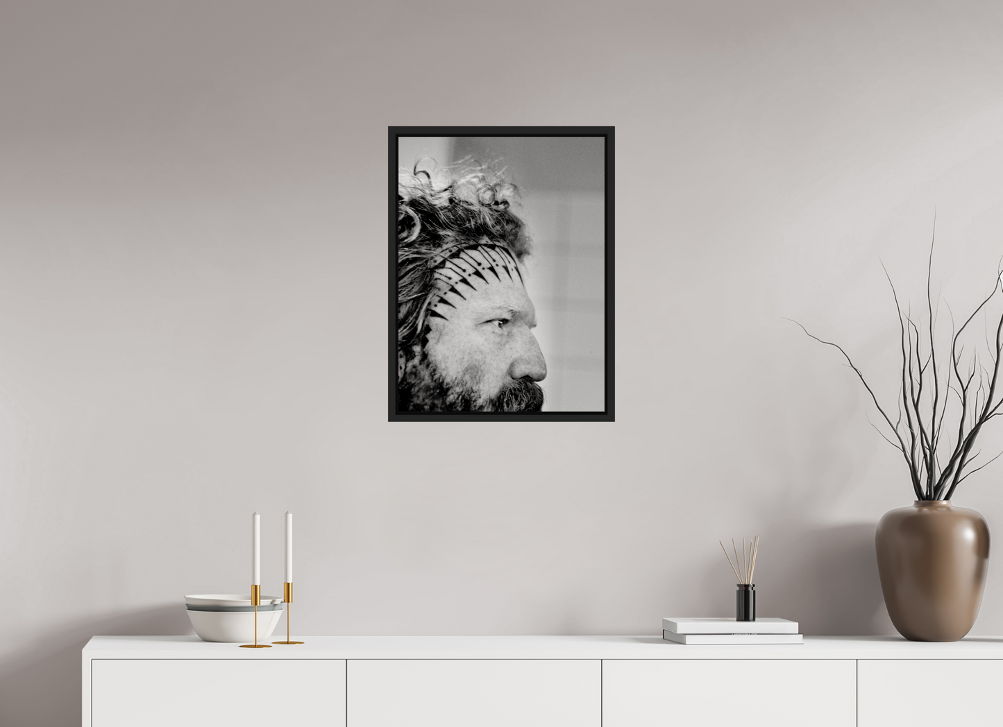 45 x 60 cm, Floater Frame | Black Matte Brent Hinds - Mastodon 01