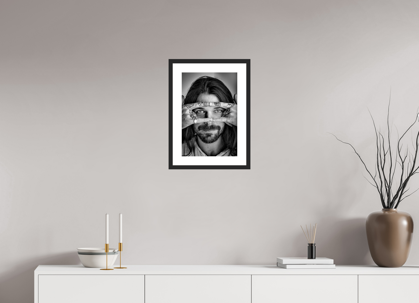 30 x 45 cm, Wood Frame with Passe-Partout | Black Matte Simon Neil - Biffy Clyro 01