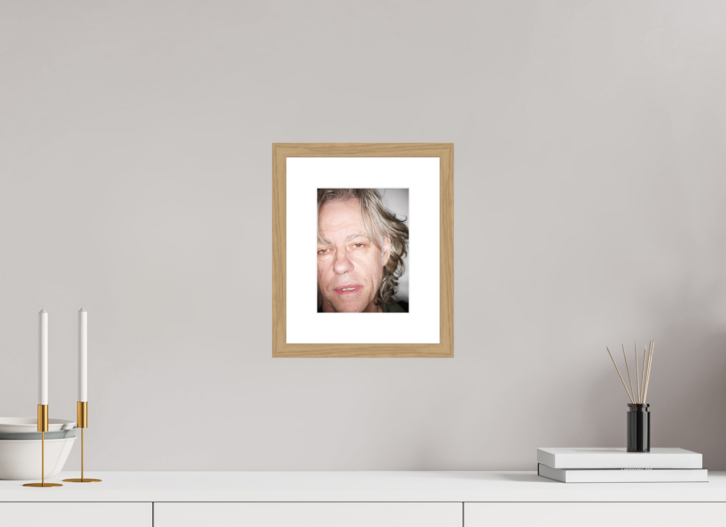 15 x 20 cm, Wood Frame with Passe-Partout | Oak Bob Geldof 03