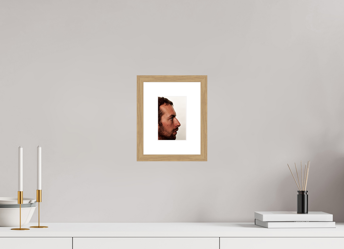 10 x 15 cm, Wood Frame with Passe-Partout | Oak Chris Martin - Coldplay 03