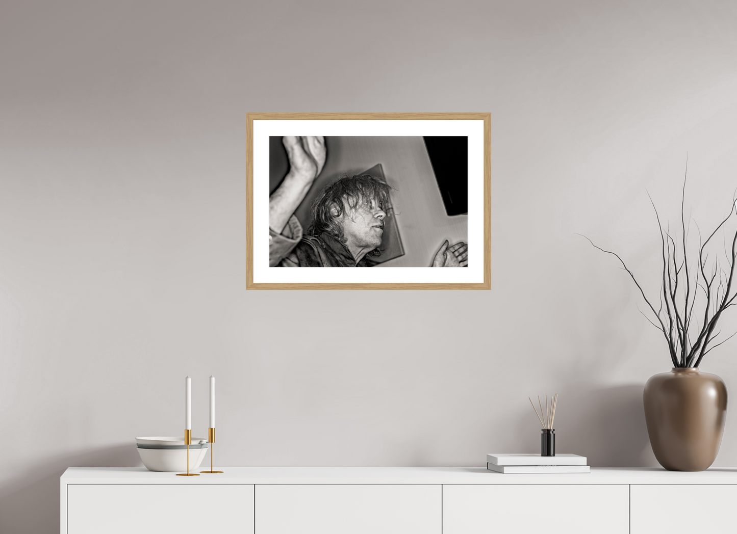 60 x 40 cm, Wood Frame with Passe-Partout | Oak Bob Geldof 08