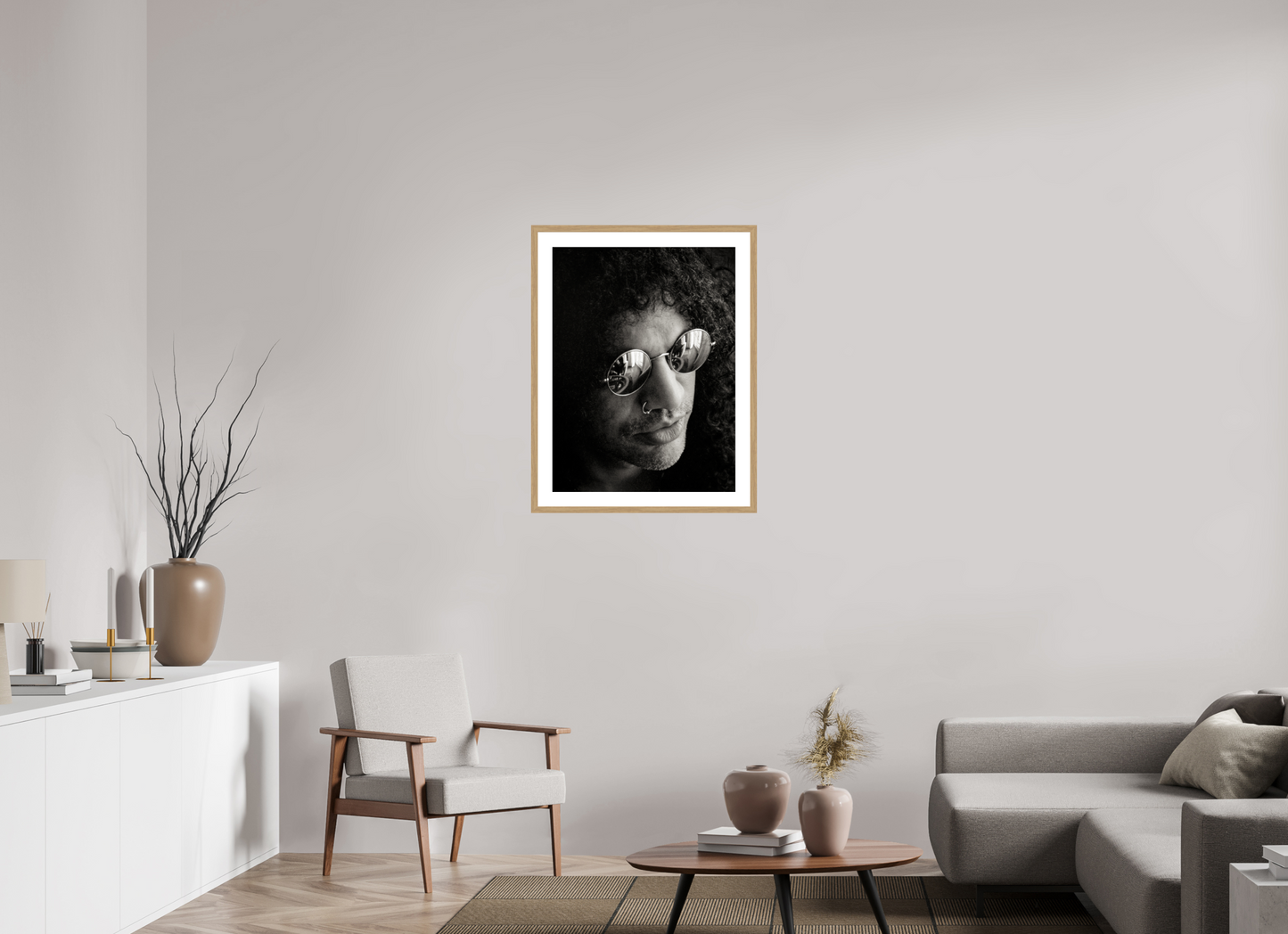 60 x 80 cm, Wood Frame with Passe-Partout | Oak Slash 05
