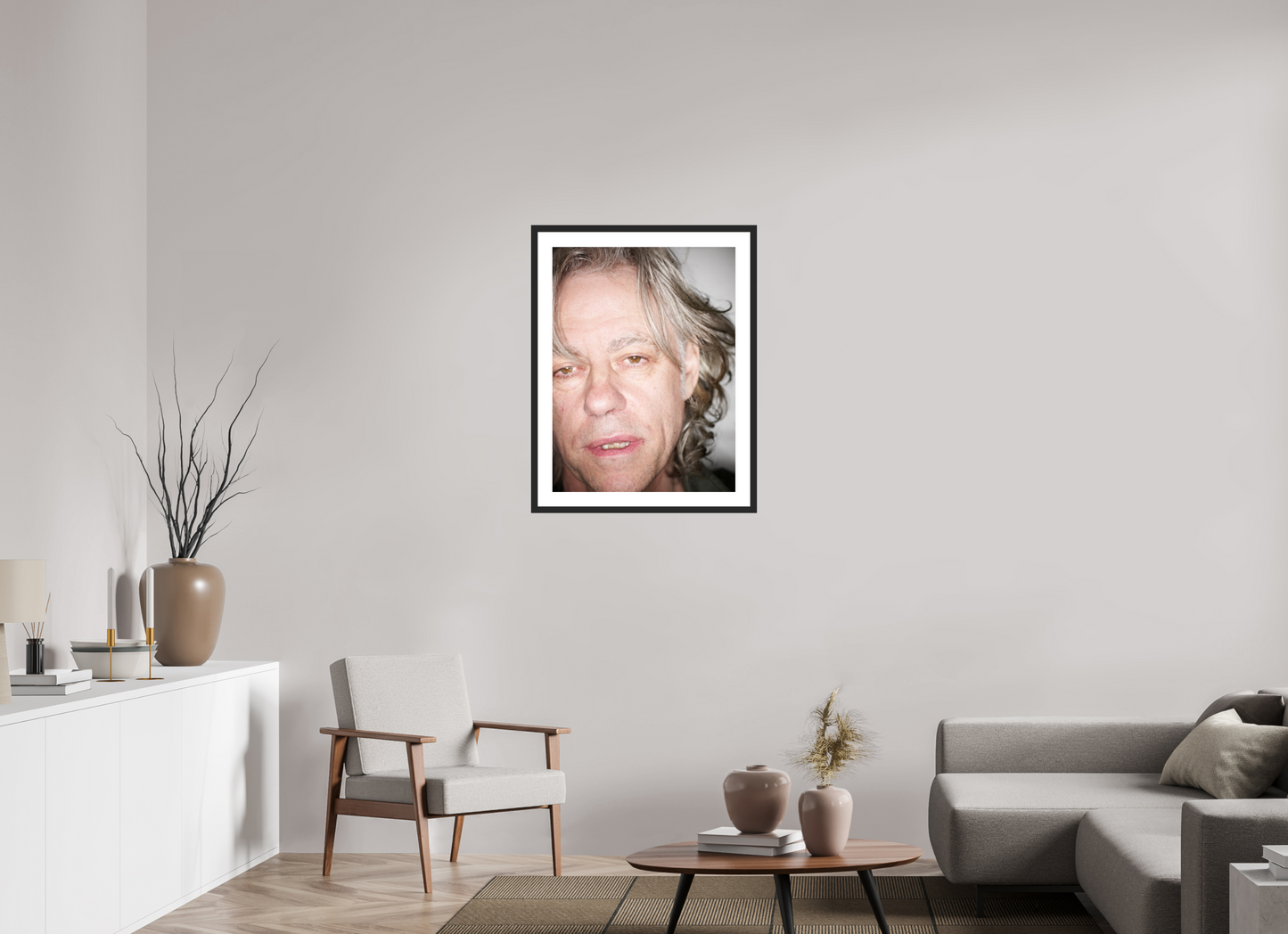 60 x 80 cm, Wood Frame with Passe-Partout | Black Matte Bob Geldof 03