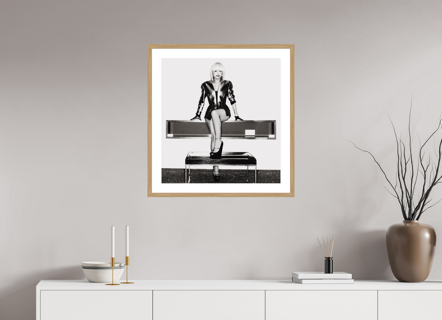 60 x 63,1 cm, Wood Frame with Passe-Partout | Oak Lady Gaga 06