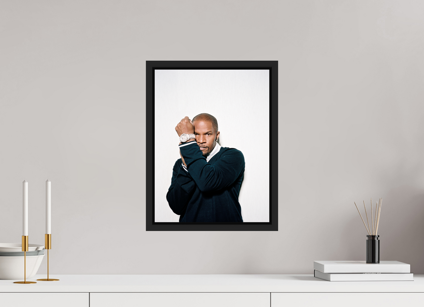 30 x 40 cm, Floater Frame | Black Matte Jamie Foxx 03