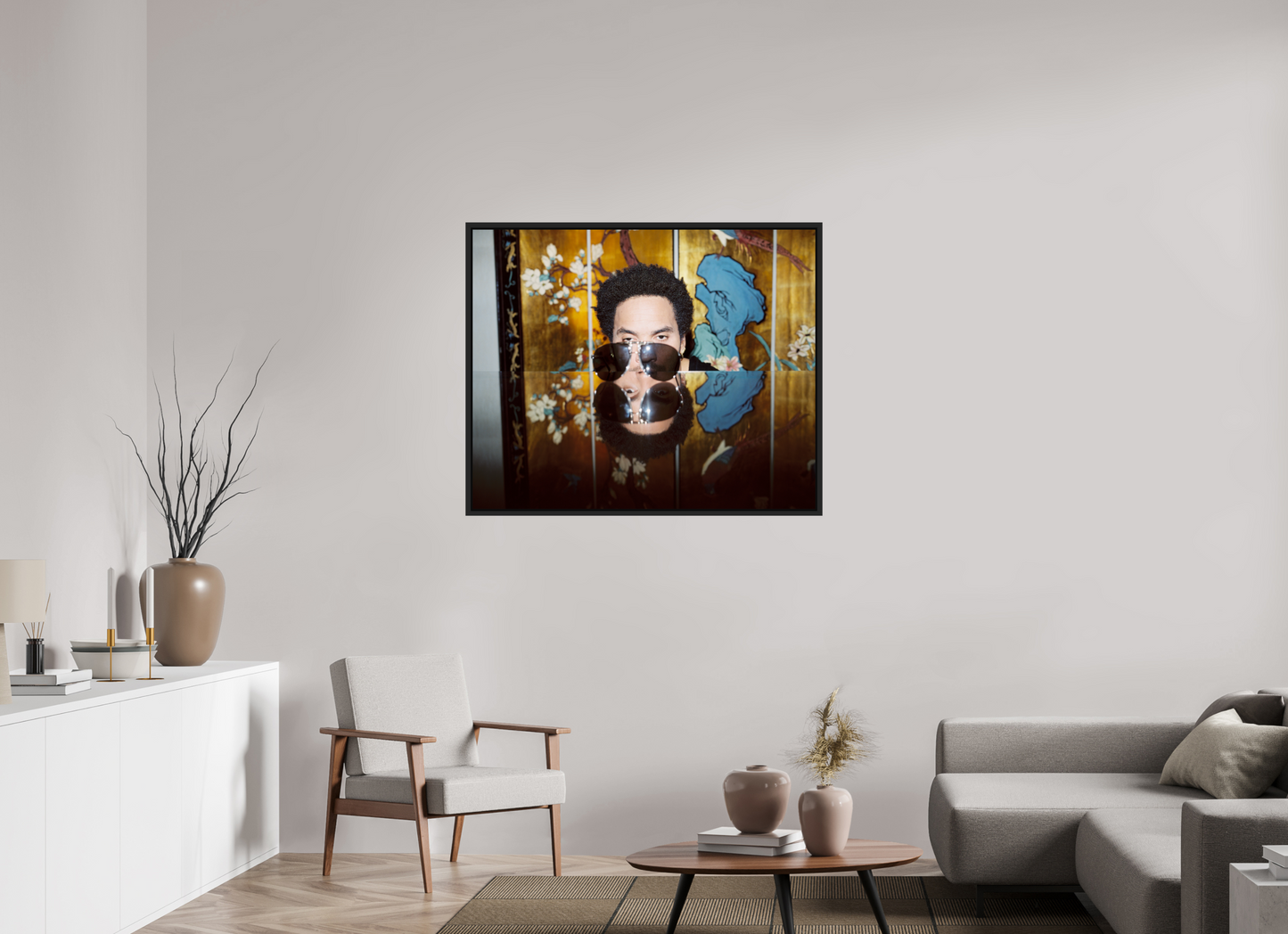 110,4 x 90 cm, Floater Frame | Black Matte Lenny Kravitz 02