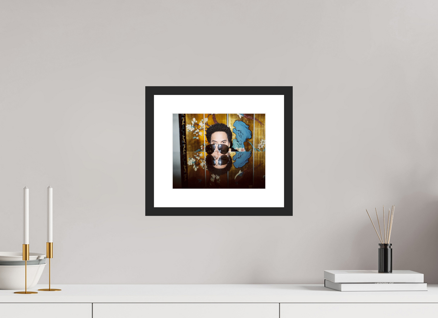 24,5 x 20 cm, Wood Frame with Passe-Partout | Black Matte Lenny Kravitz 02