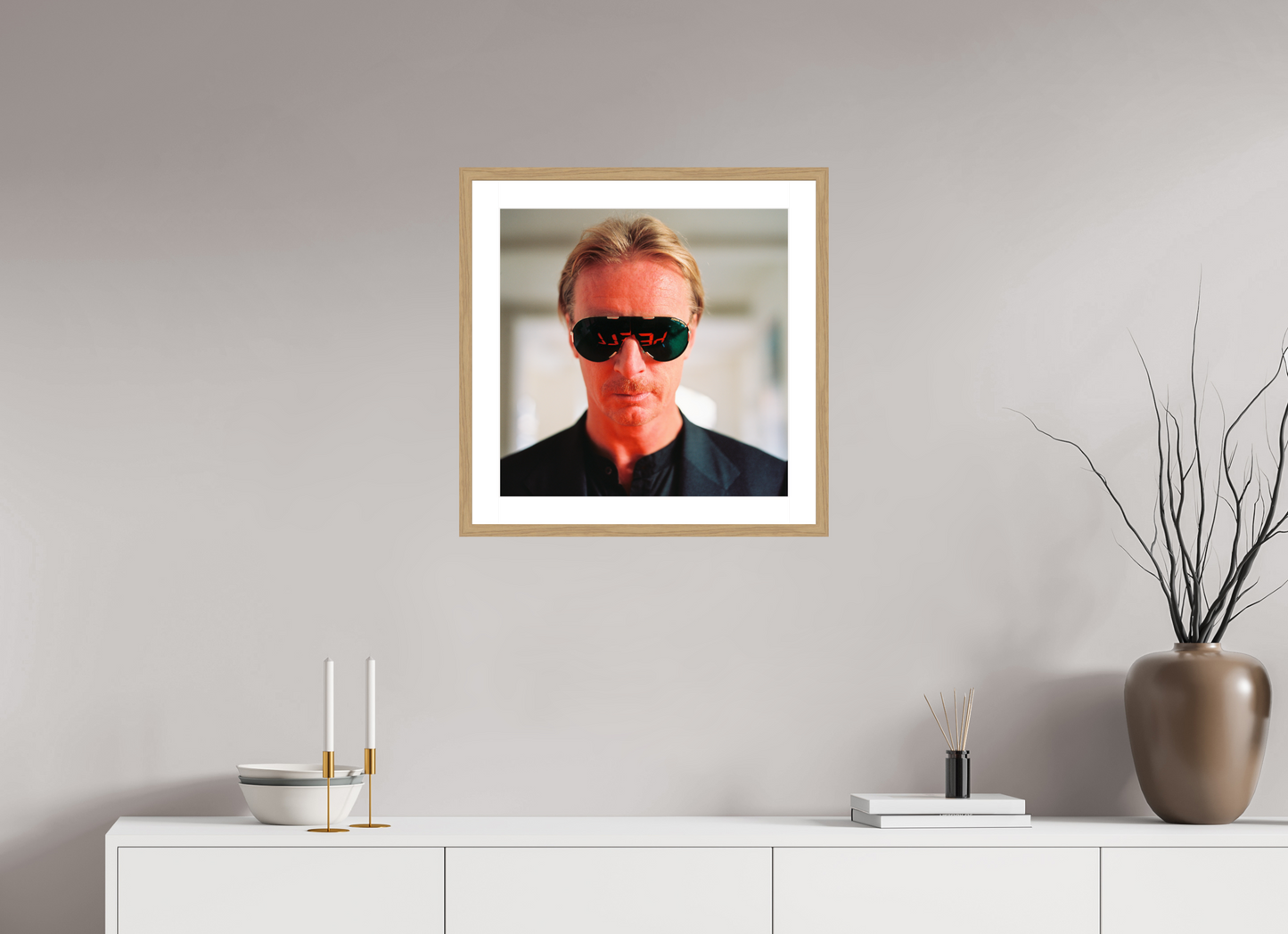 50 x 50 cm, Wood Frame with Passe-Partout | Oak DJ Hell 01